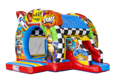 Springkussen met glijbaan - Comic Thema