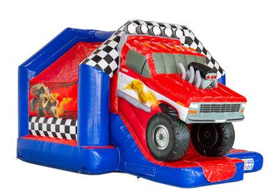Springkussen met glijbaan - Monstertruck