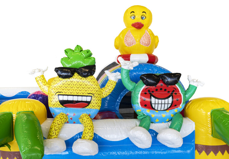 Summer party Springkussen met glijbaan en obstakels