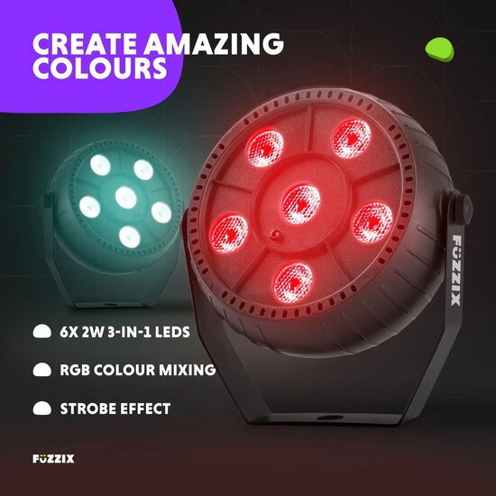 Set van 2 gekleurde draadloze LED PAR spots 