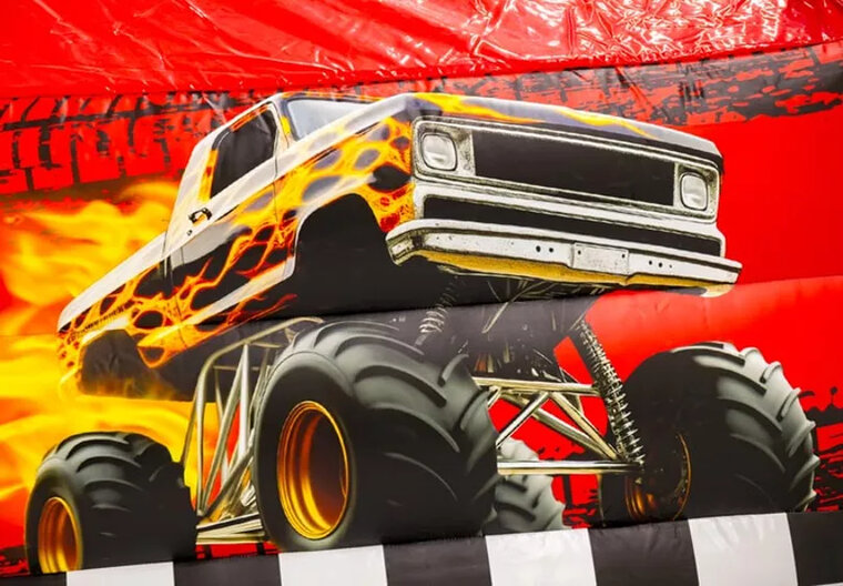 Springkussen met glijbaan - Monstertruck