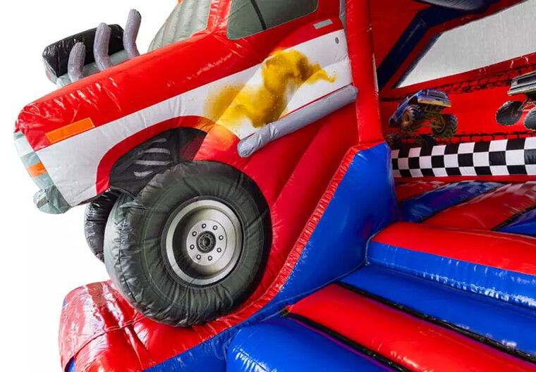 Springkussen met glijbaan - Monstertruck
