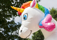 Springkussen met glijbaan - Unicorn