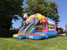 Springkussen met glijbaan - Unicorn
