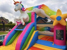 Springkussen met glijbaan - Unicorn