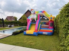Springkussen met glijbaan - Unicorn